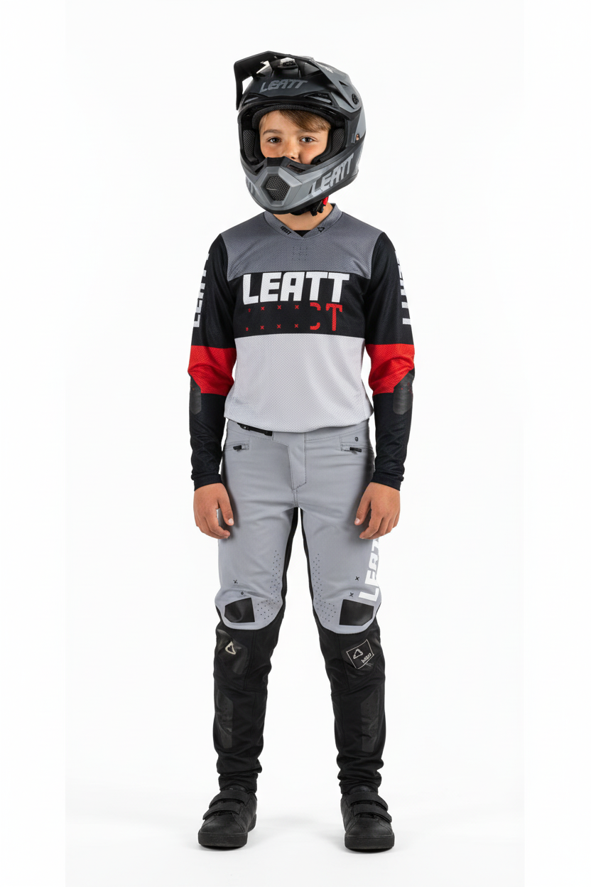 סט מכנס וחולצה MTB Gravity 4.0 ילדים GrayRed - Leatt