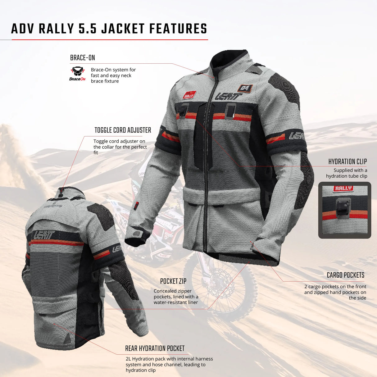 מעיל אדוונצ'ר Rally 5.5 Stealth - Leatt