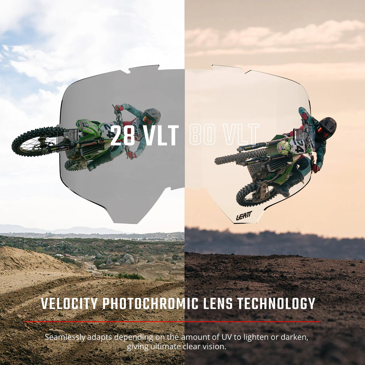 משקפי אבק פוטוכרומי Velocity 6.5 Stealth Light Grey Adaptive 28-80 VLT - Leatt